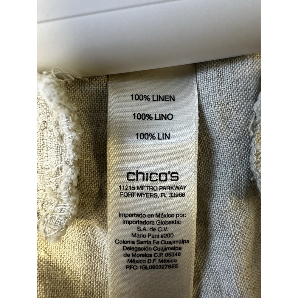 Chico's Beige 100% Linen Wide Leg Pants Women's Sz 00(2 Or XS)Natural Breathable - Picture 12 of 16